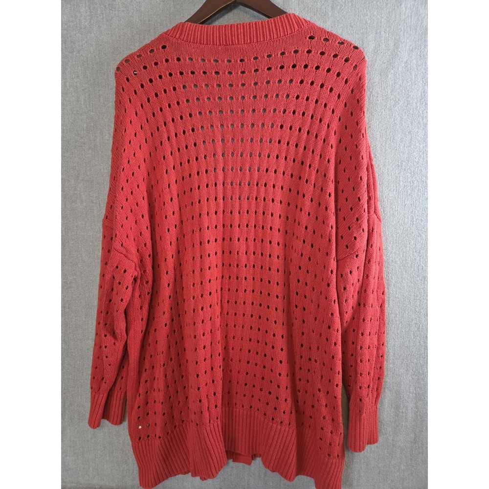 Torrid 3X Cable Crochet Knit Boyfriend Cardigan Sweater Burnt Orange Autumn Y2K - Picture 6 of 9